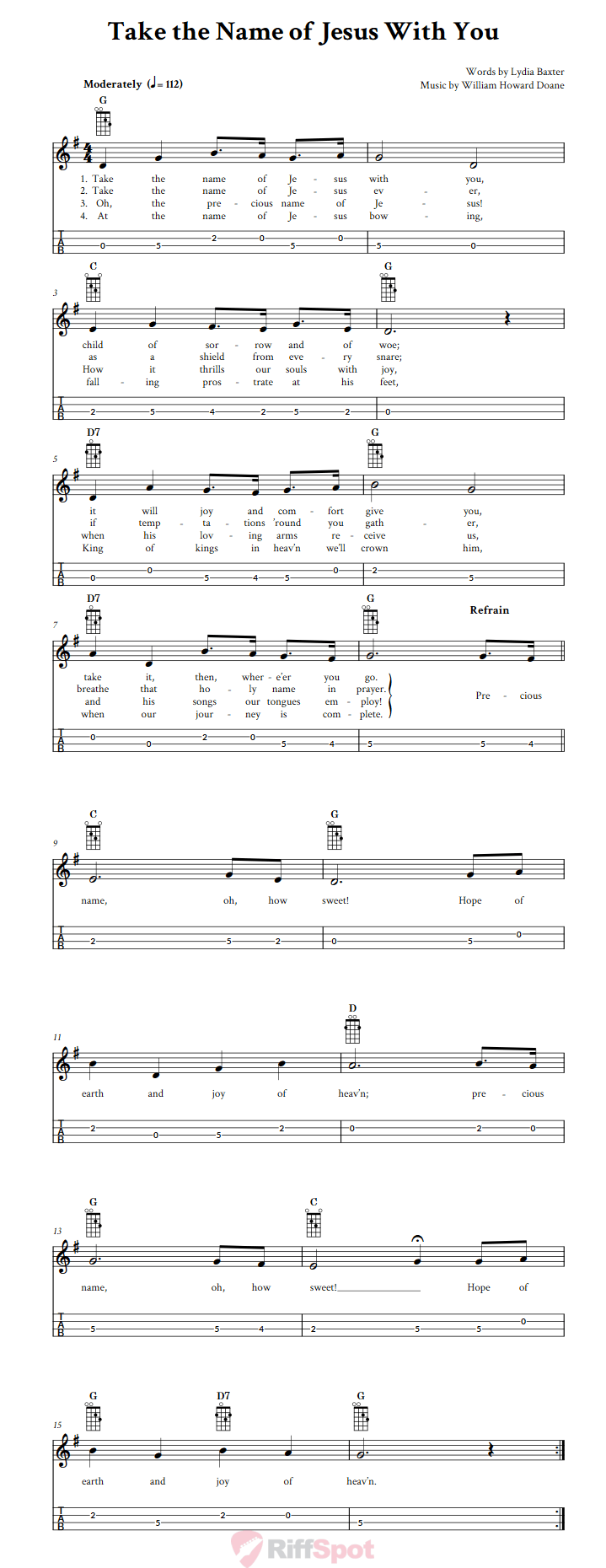 Take the Name of Jesus With You Mandolin Tab