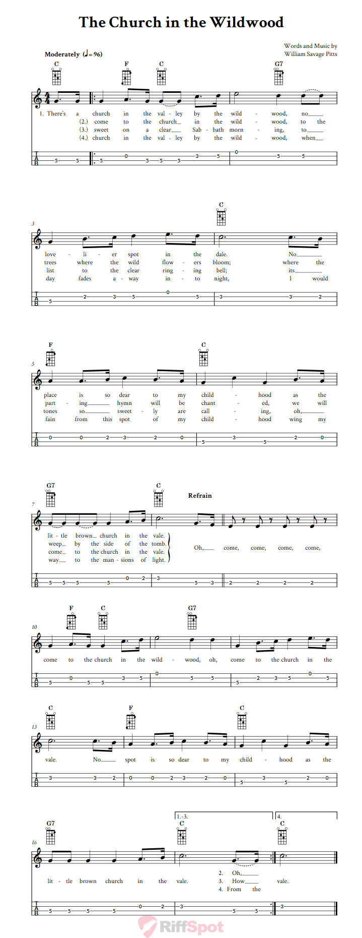 The Church In The Wildwood Mandolin Tab