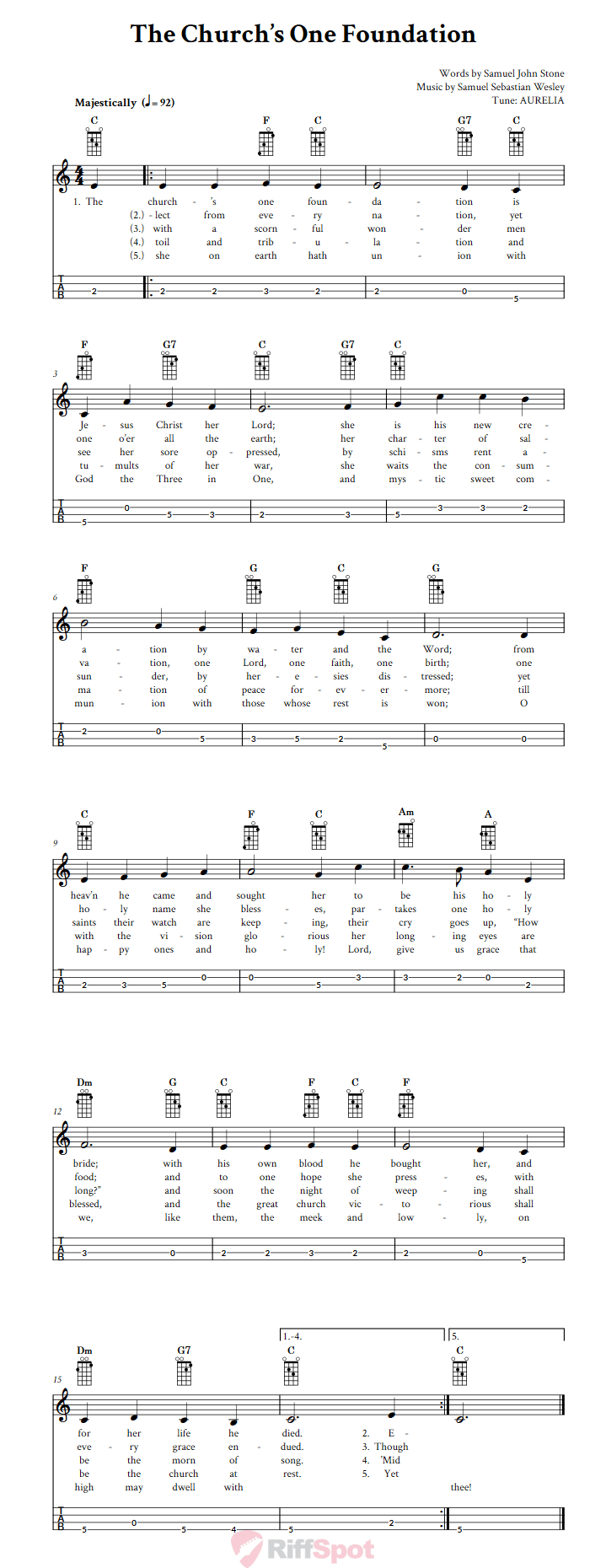 The Church's One Foundation Mandolin Tab