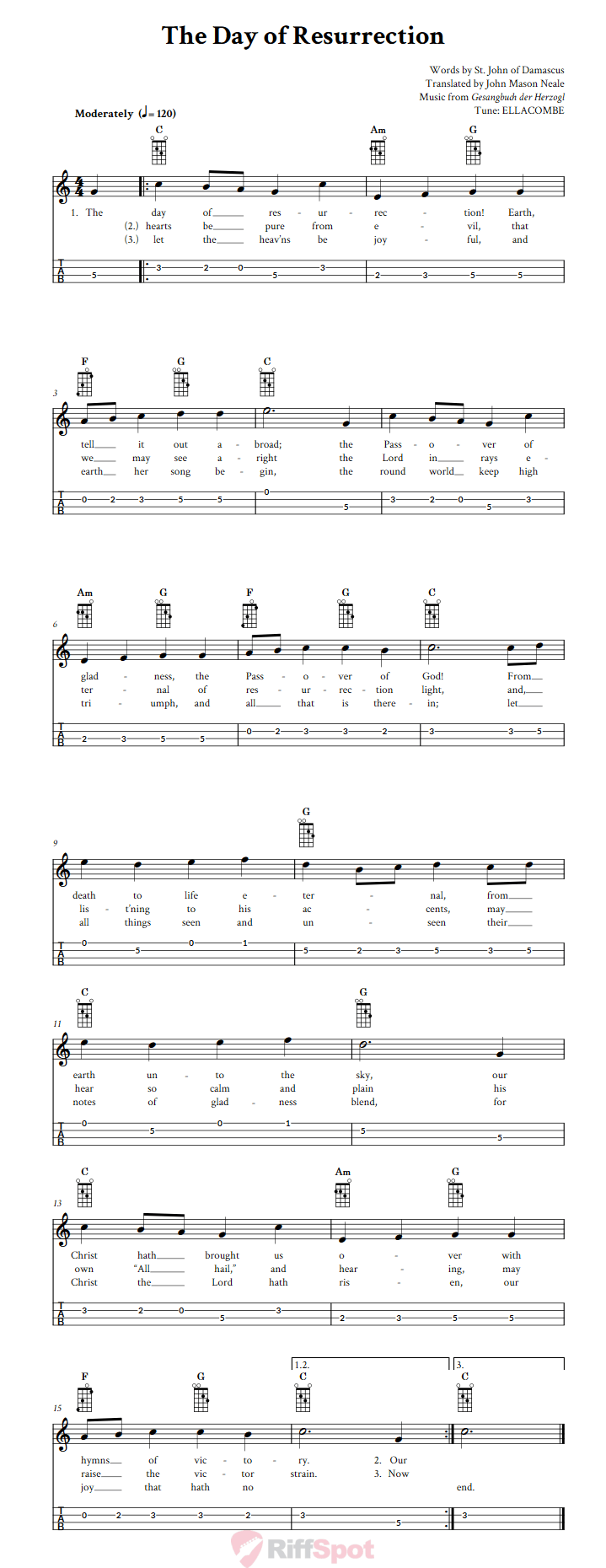 The Day of Resurrection Mandolin Tab