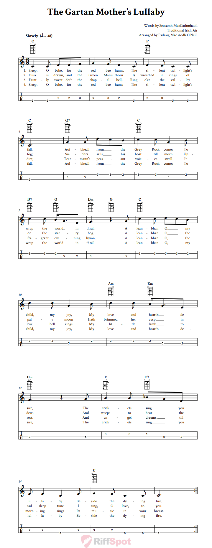 The Gartan Mother's Lullaby Mandolin Tab