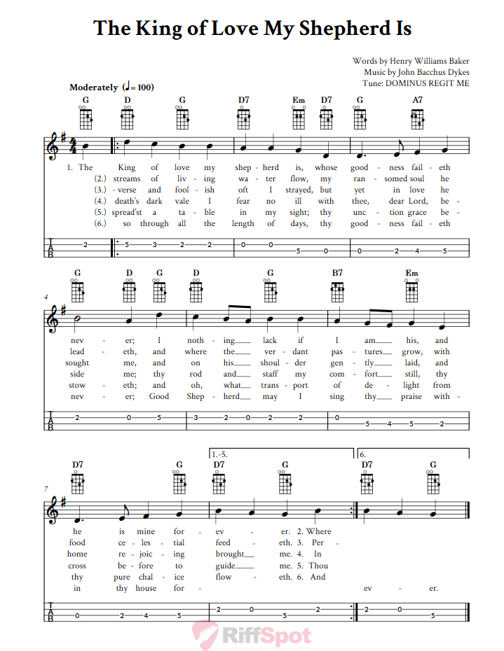 The King Of Love My Shepherd Is Mandolin Tab