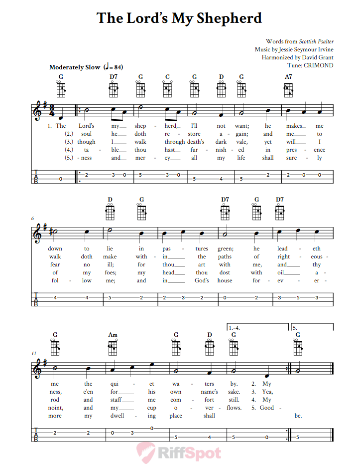 The Lord's My Shepherd Mandolin Tab