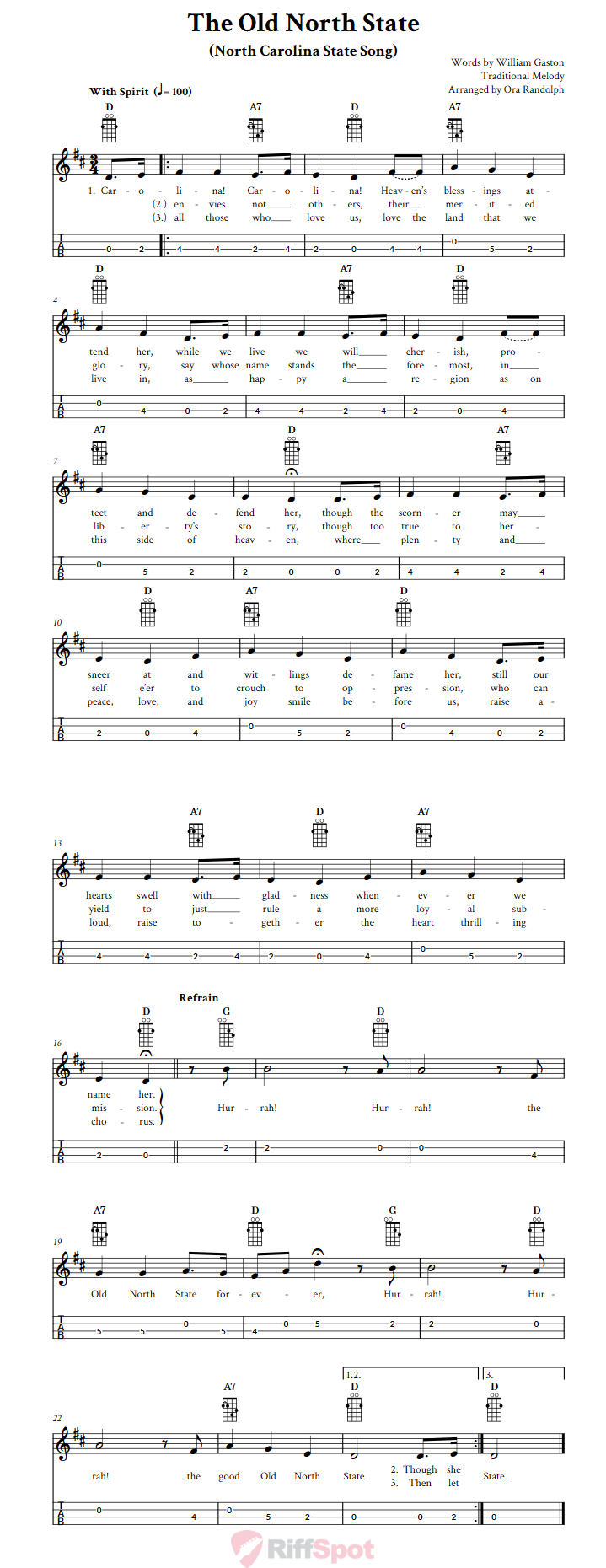 The Old North State Mandolin Tab