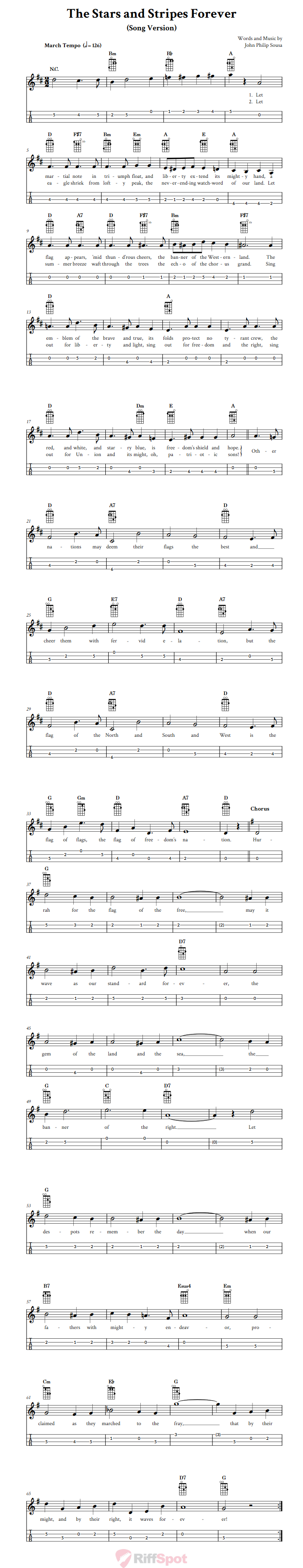 The Stars and Stripes Forever (Song) Mandolin Tab