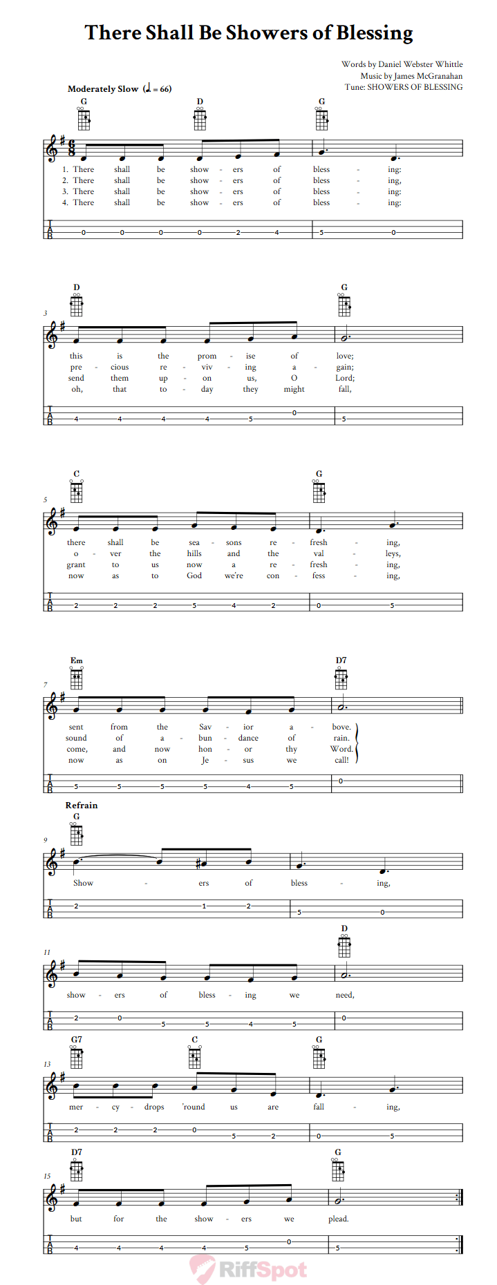 There Shall Be Showers of Blessing Mandolin Tab