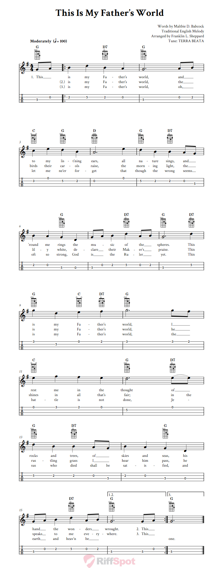 This Is My Father's World Mandolin Tab