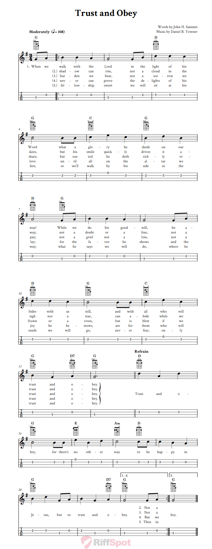 Trust and Obey Mandolin Tab