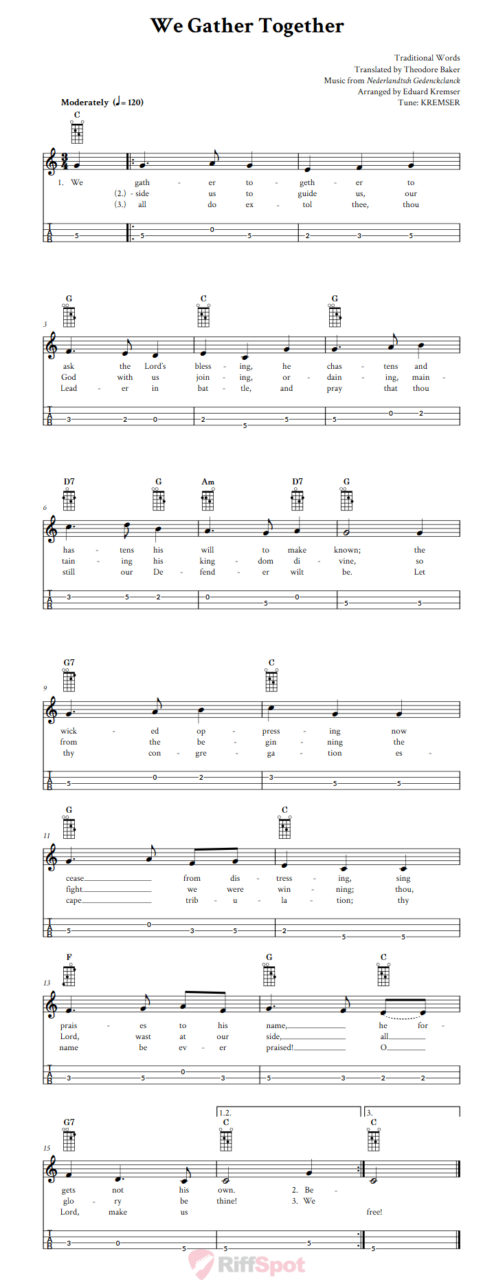 We Gather Together Mandolin Tab