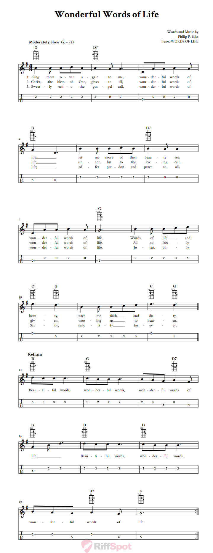 Wonderful Words of Life Mandolin Tab