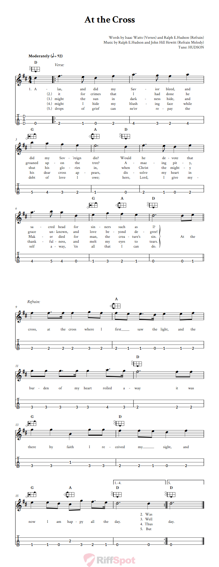 At the Cross Easy Mountain Dulcimer Tab (DAD Tuning)