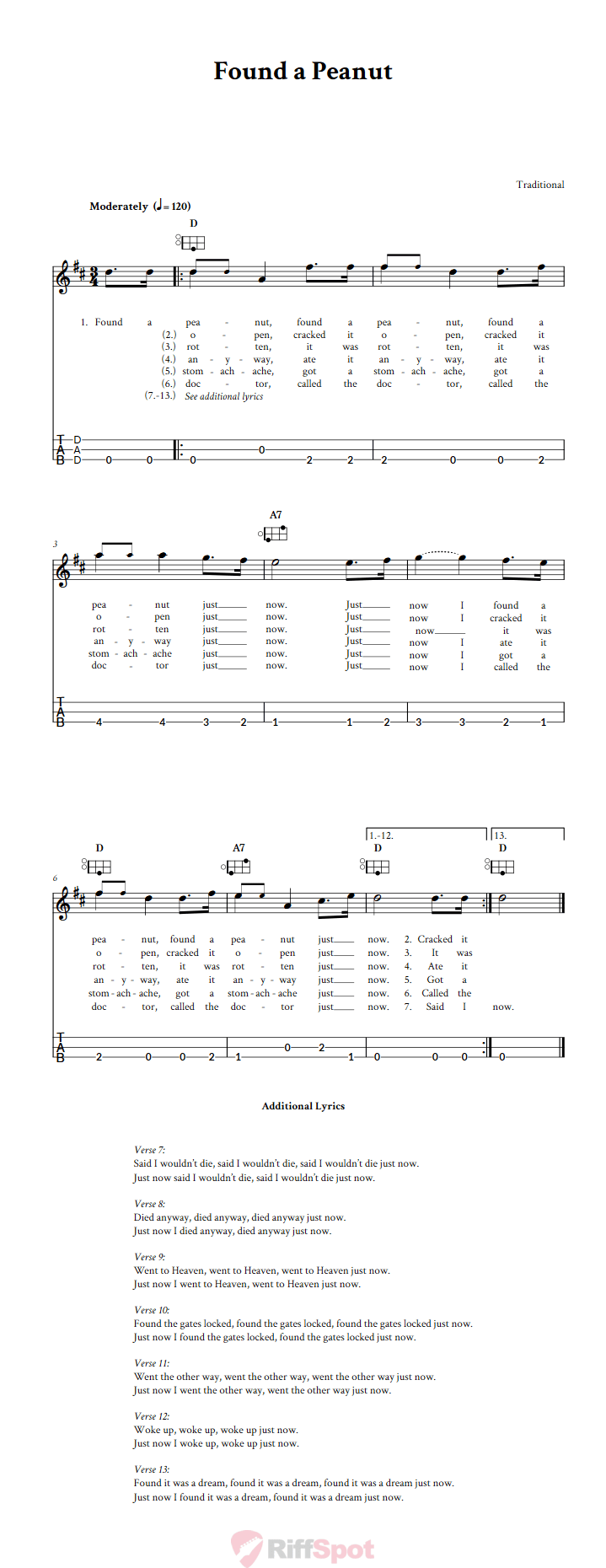 Found a Peanut Easy Mountain Dulcimer Tab (DAD Tuning)