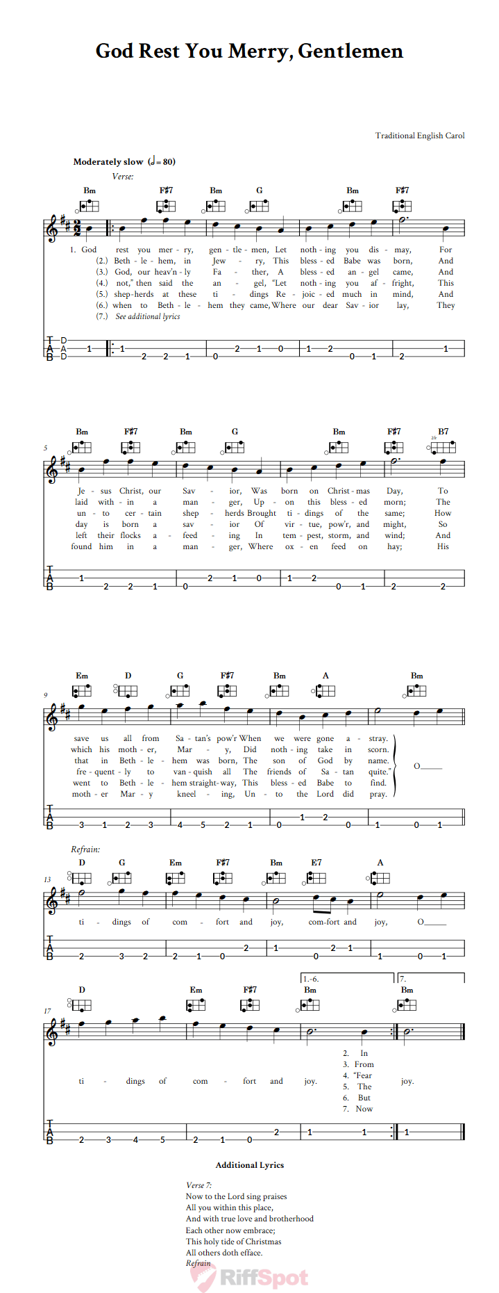 God Rest You Merry, Gentlemen Easy Mountain Dulcimer Tab (DAD Tuning)