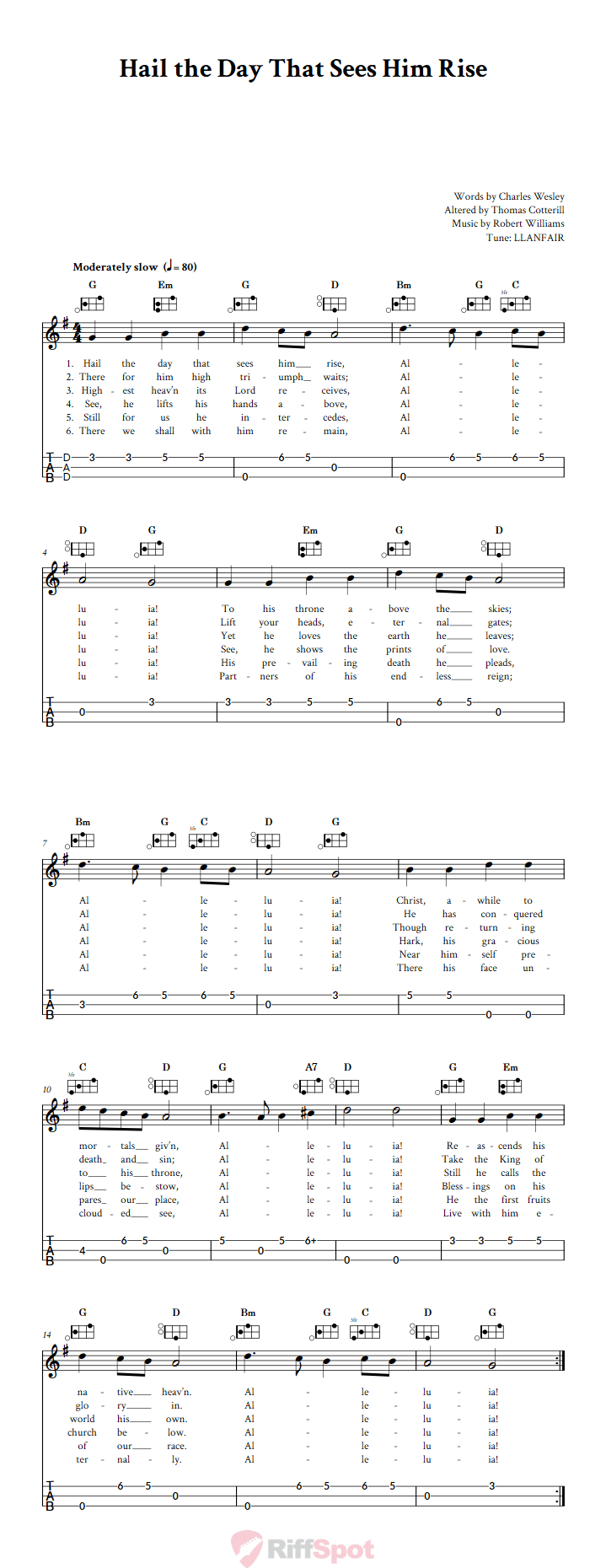 Hail the Day That Sees Him Rise Easy Mountain Dulcimer Tab (DAD Tuning)