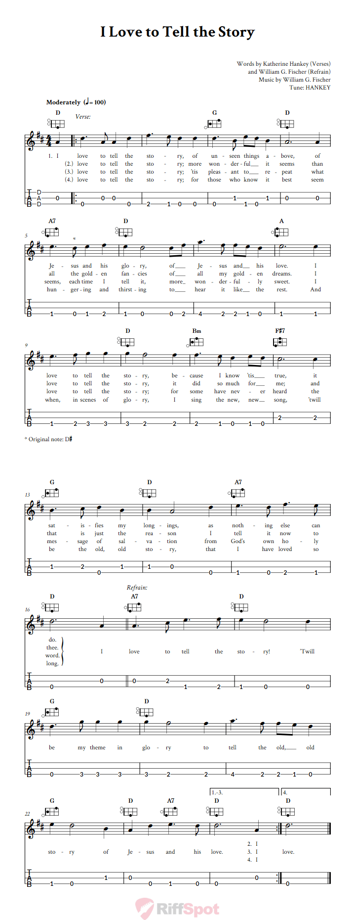 I Love To Tell The Story Easy Mountain Dulcimer Tab (DAD Tuning)