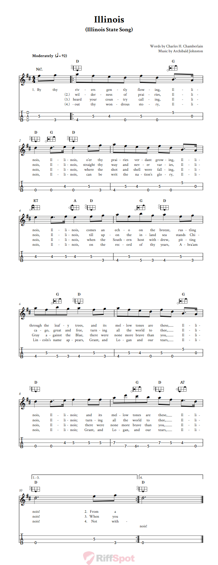 Illinois Easy Mountain Dulcimer Tab (DAD Tuning)