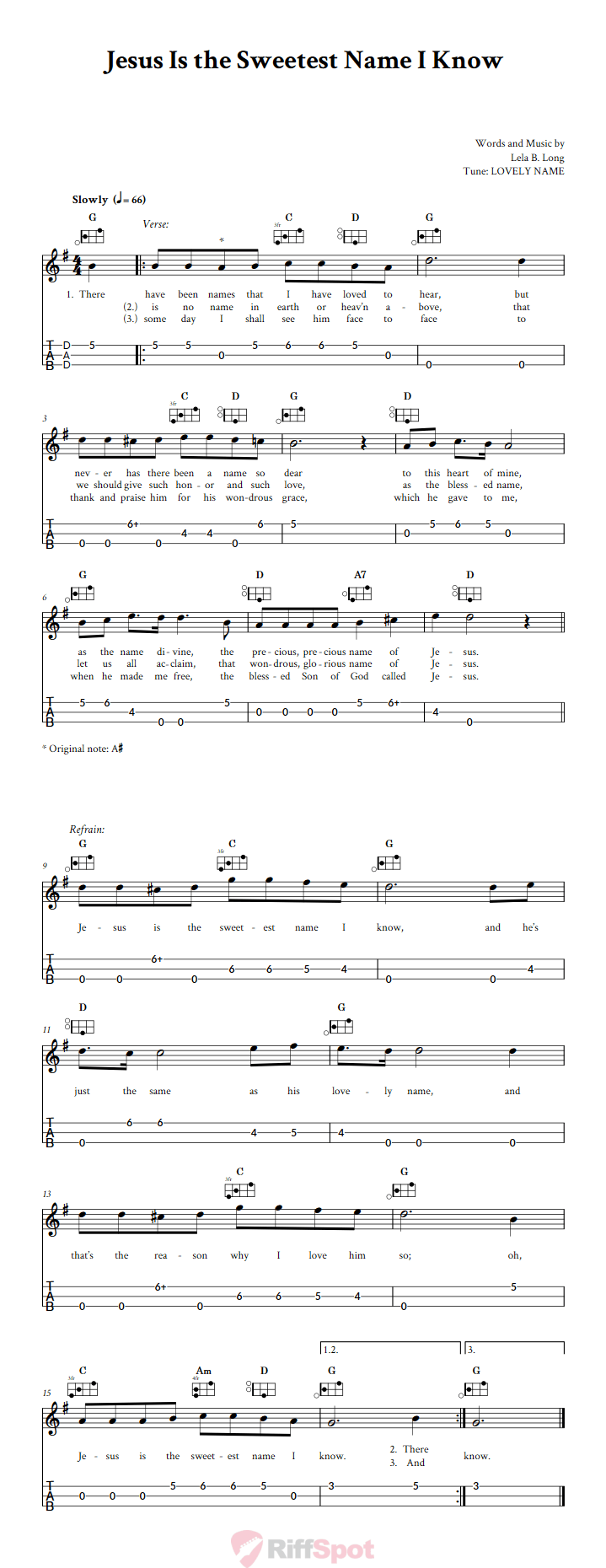 Jesus Is the Sweetest Name I Know Easy Mountain Dulcimer Tab (DAD Tuning)