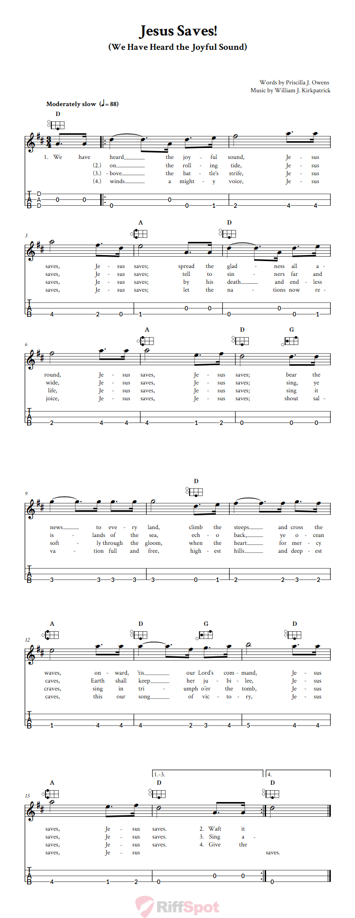Jesus Saves! Easy Mountain Dulcimer Tab (DAD Tuning)