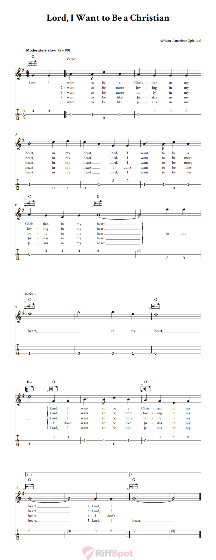 Lord, I Want to Be a Christian Easy Mountain Dulcimer Tab (DAD Tuning)