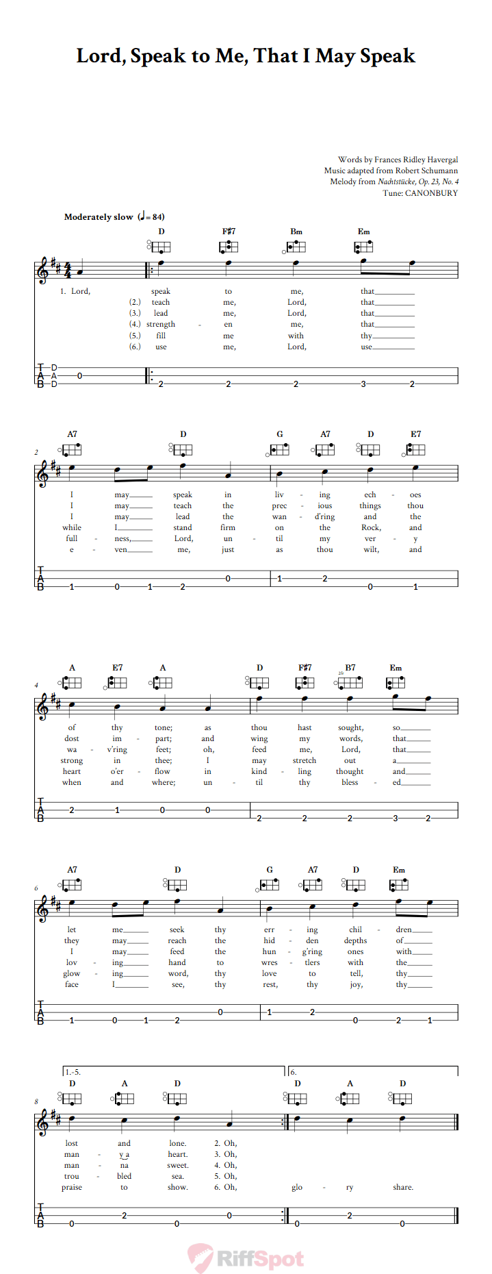 Lord, Speak to Me, that I May Speak Easy Mountain Dulcimer Tab (DAD Tuning)