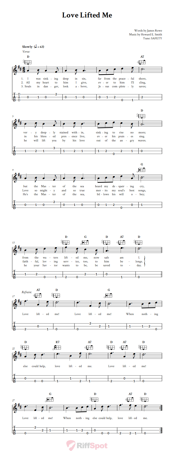 Love Lifted Me Easy Mountain Dulcimer Tab (DAD Tuning)