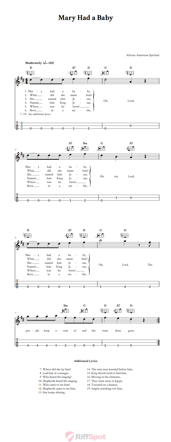 Mary Had a Baby Easy Mountain Dulcimer Tab (DAD Tuning)