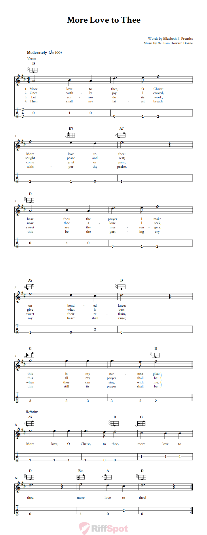More Love To Thee Easy Mountain Dulcimer Tab (DAD Tuning)