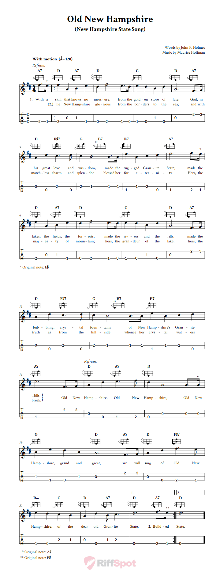 Old New Hampshire Easy Mountain Dulcimer Tab (DAD Tuning)
