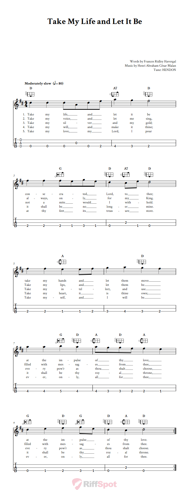 Take My Life And Let It Be Easy Mountain Dulcimer Tab (DAD Tuning)