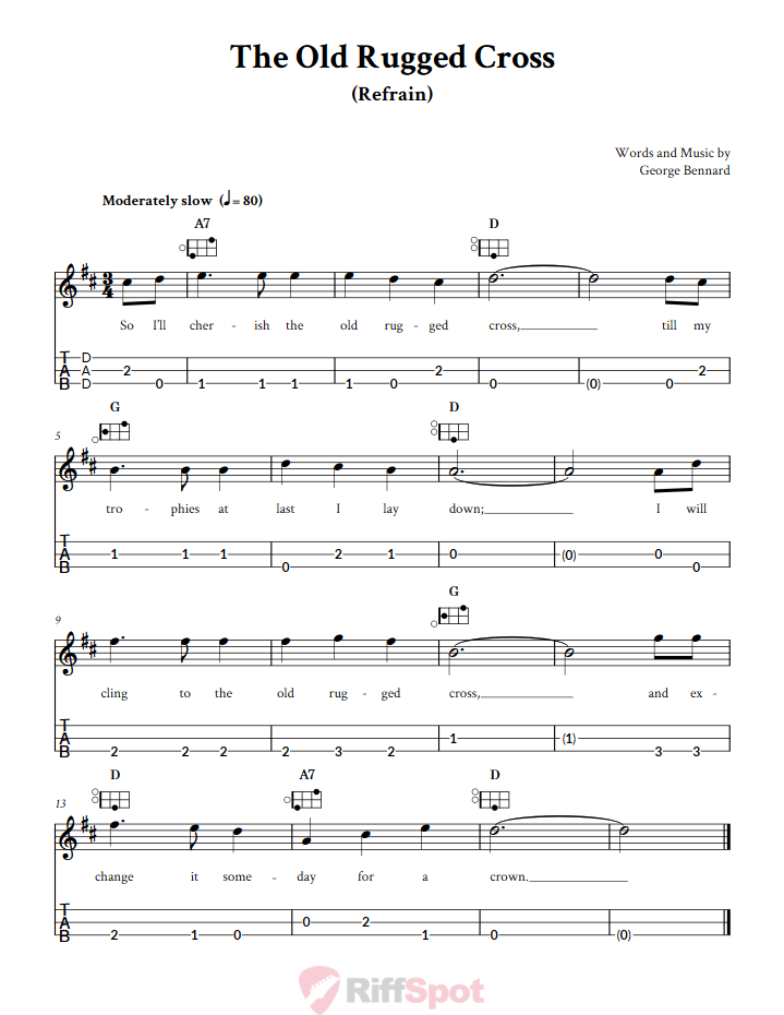 The Old Rugged Cross Easy Mountain Dulcimer Tab (DAD Tuning)