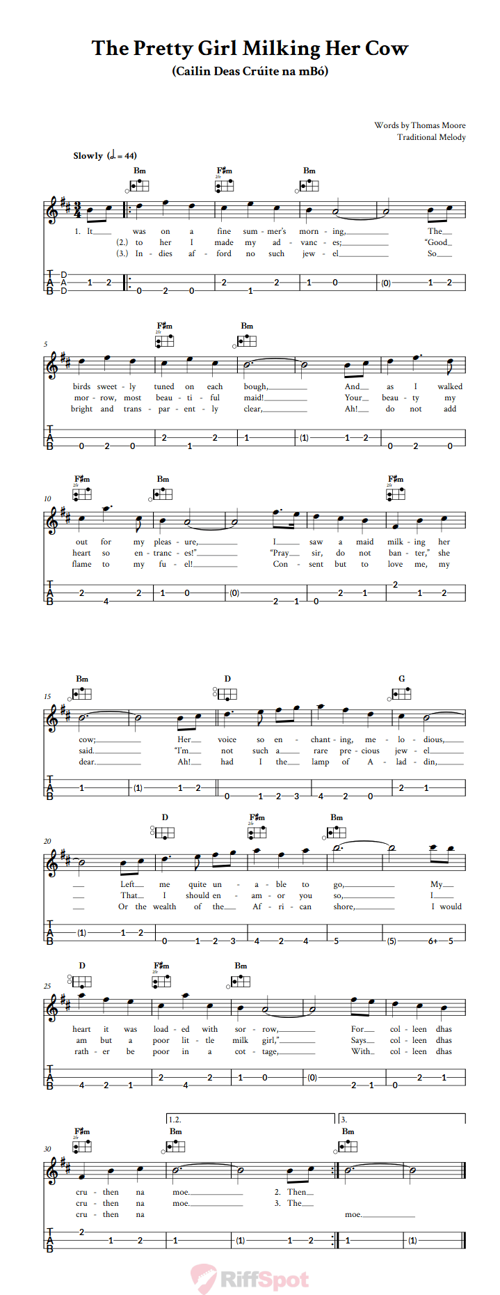 The Pretty Girl Milking Her Cow Easy Mountain Dulcimer Tab (DAD Tuning)