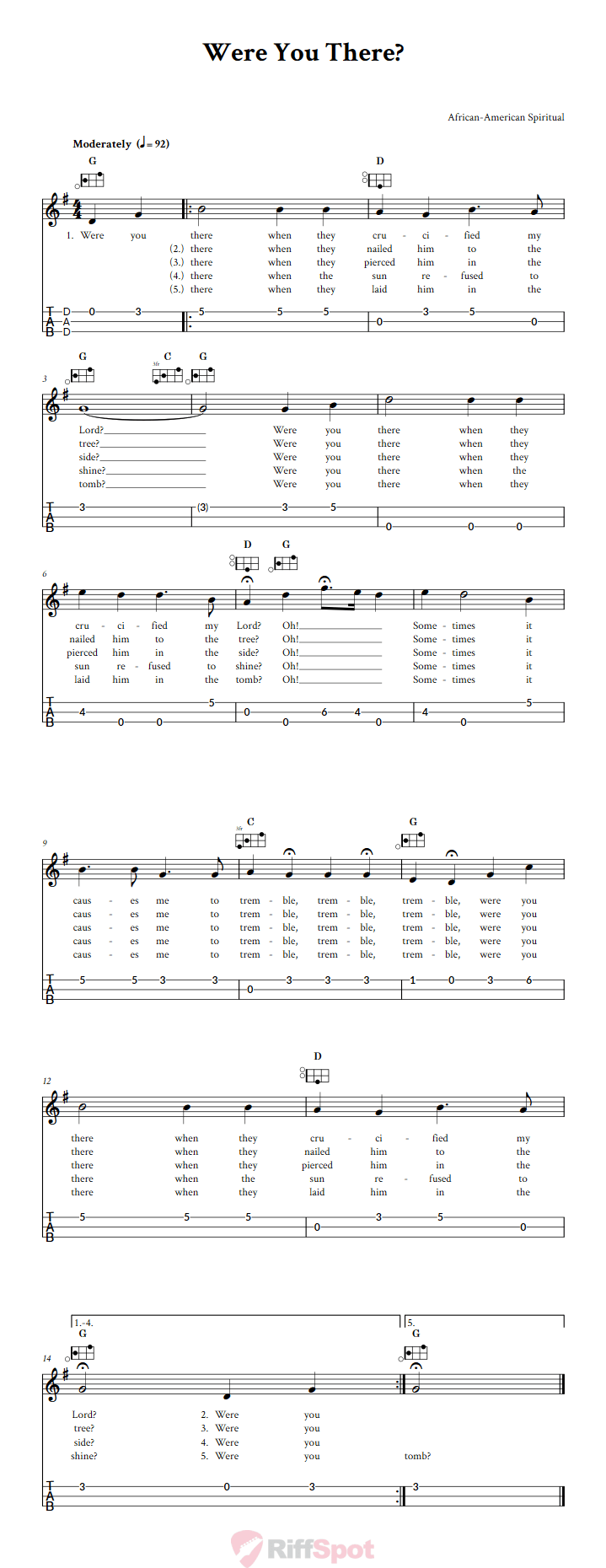 Were You There? Easy Mountain Dulcimer Tab (DAD Tuning)
