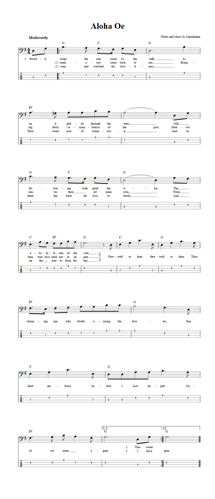 Aloha Oe Chords Sheet Music And Tab For Bass Guitar With Lyrics Lyrics to 'aloha' by møme. aloha oe chords sheet music and tab