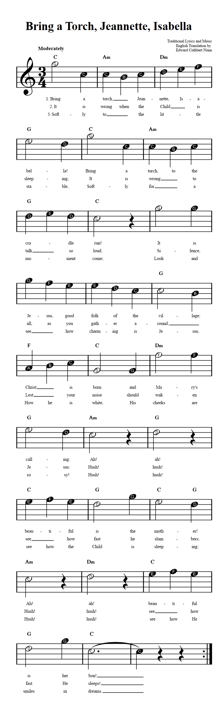 bring-a-torch-jeannette-isabella-beginner-sheet-music-with-chords