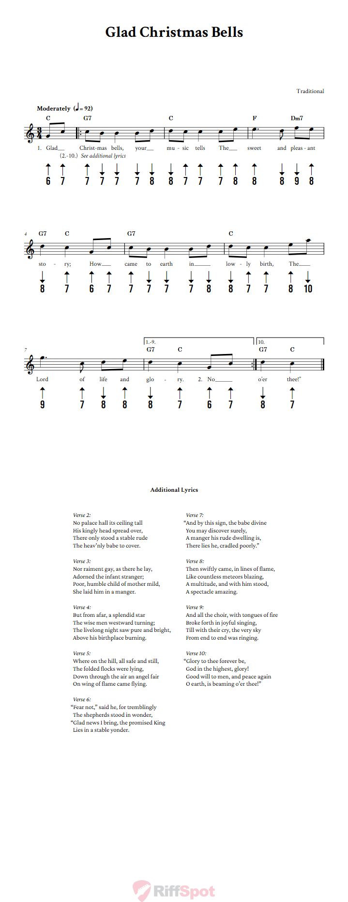 Glad Christmas Bells Chords, Sheet Music, and Tab for Harmonica with
