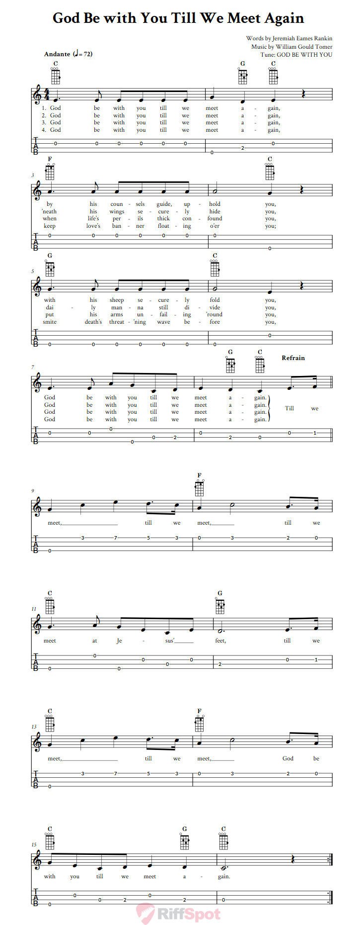 God Be with You Till We Meet Again: Chords, Sheet Music and Tab for