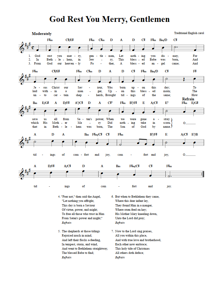 God Rest You Merry, Gentlemen: Chords, Lyrics, And Sheet Music For B ...