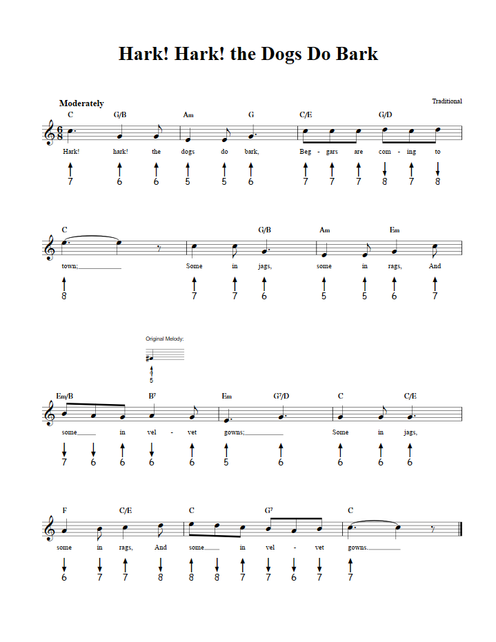Hark! Hark! the Dogs Do Bark Chords, Sheet Music, and Tab for