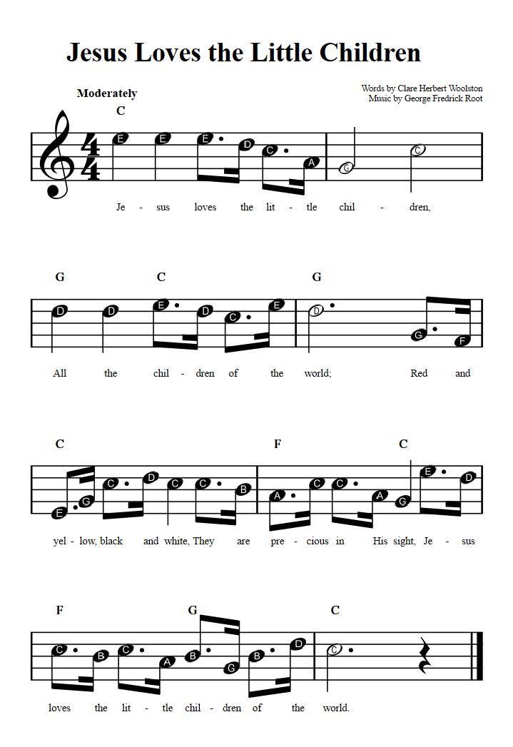 jesus-loves-the-little-children-beginner-sheet-music-with-chords-and