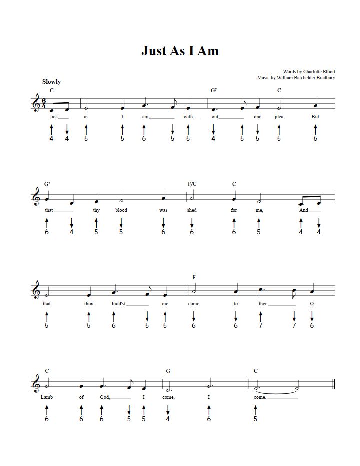 Just As I Am Chords, Sheet Music, and Tab for Harmonica with Lyrics