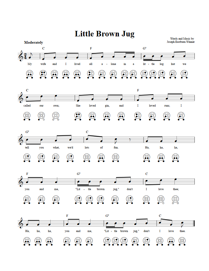 little-brown-jug-chords-sheet-music-and-tab-for-6-hole-ocarina-with