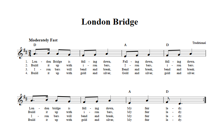 London Bridge: Chords, Lyrics, And Sheet Music For B-Flat Instruments