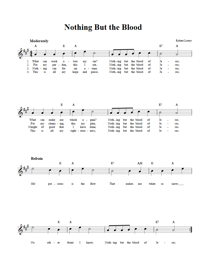 Nothing But the Blood: Chords, Lyrics, and Sheet Music for B-Flat ...
