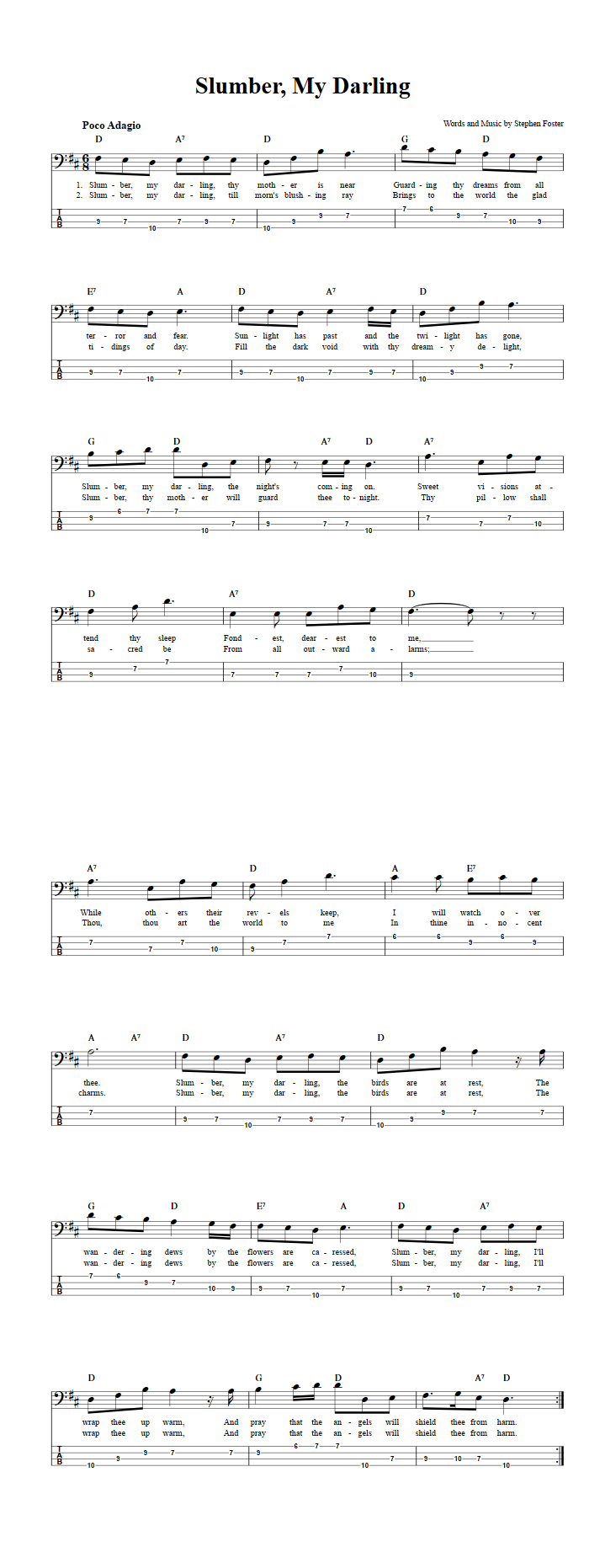 Slumber My Darling Chords Sheet Music And Tab For Bass Guitar With Lyrics Top songs by andré rieu. riff spot