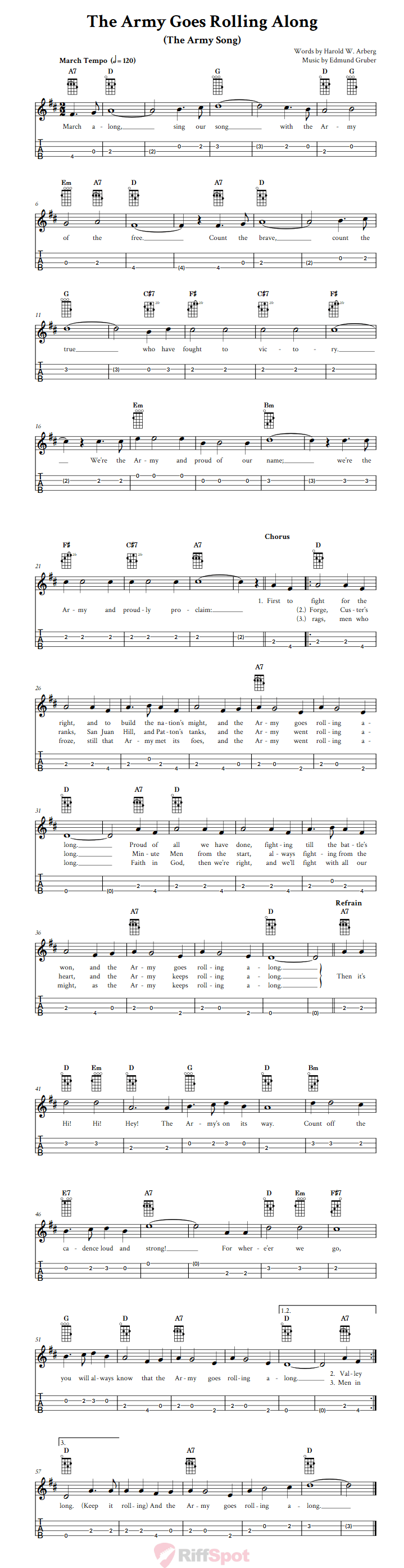 The Army Goes Rolling Along Chords
