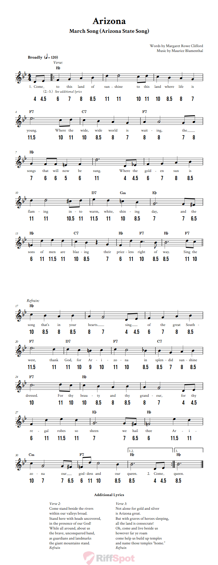 Arizona - Free Stylophone Number Tab and Sheet Music With Chords and Lyrics