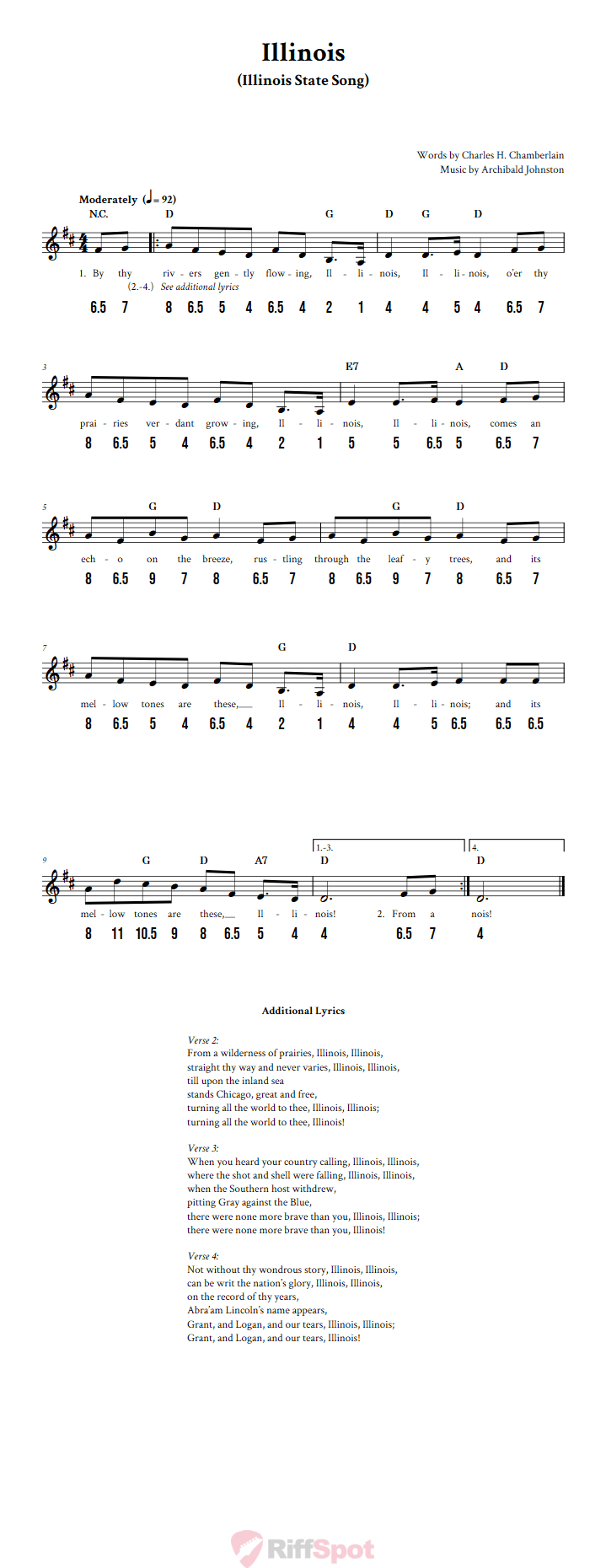 Illinois - Free Stylophone Number Tab and Sheet Music With Chords and Lyrics