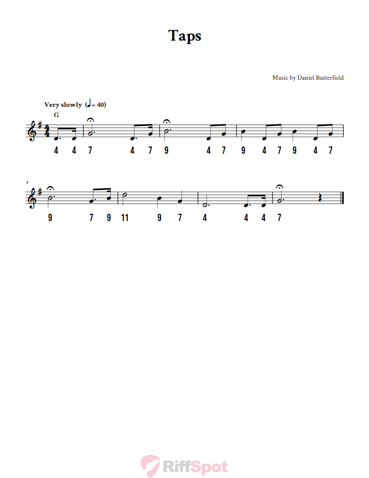 Taps - Free Stylophone Number Tab and Sheet Music With Chords