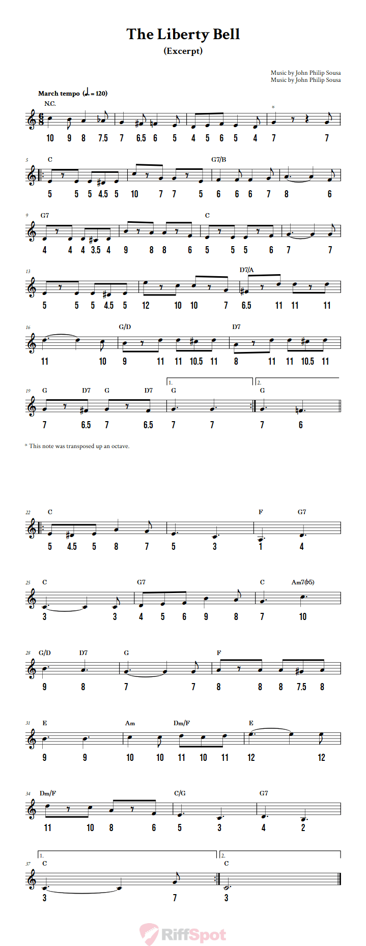 The Liberty Bell - Free Stylophone Number Tab and Sheet Music With Chords