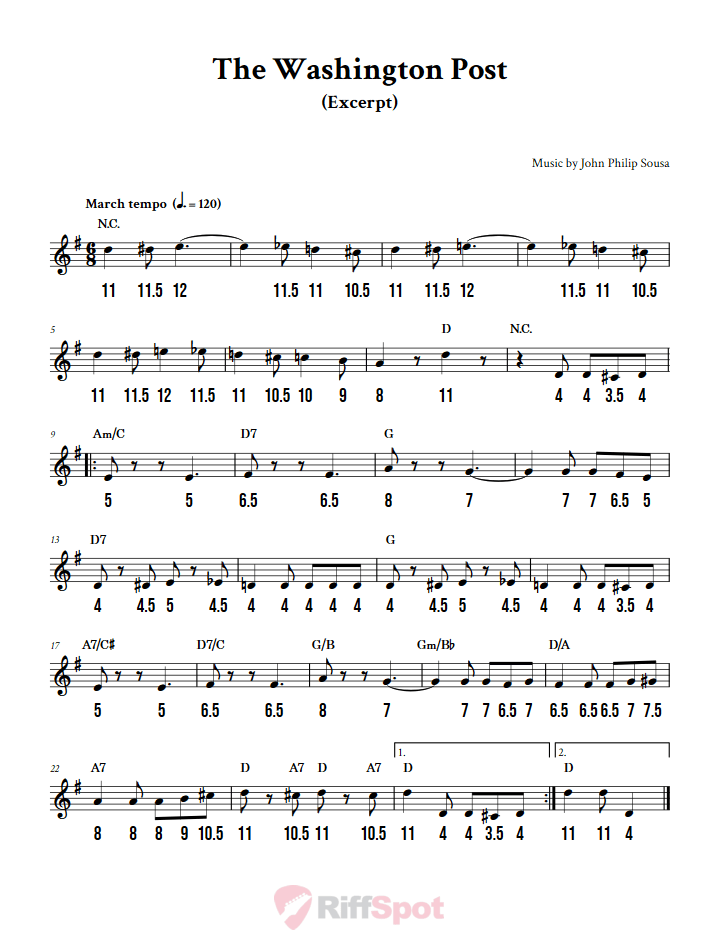 The Washington Post - Free Stylophone Number Tab and Sheet Music With Chords